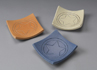 Square Plates Stoneware Matt Glaze Orange, Dark Blue, Pale Yellow: SP 2-3, SP 2-1, SP 2-2  $45 per item